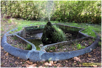 La fontana nascosta tra gli alberi e bisognosa di manutenzione. Besana 12/08/07